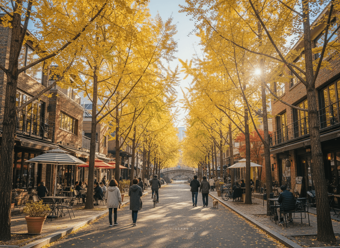 아침 햇살 자작나무 산책로